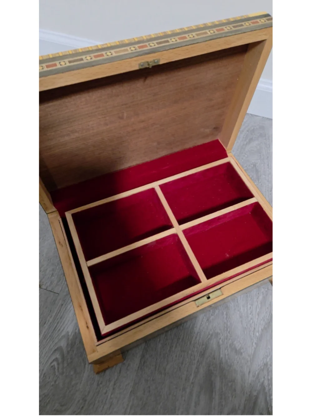 Luxury Handmade Mosaic Jewelry Box Double Layer Mother of Pearl Inlay 30x20cm